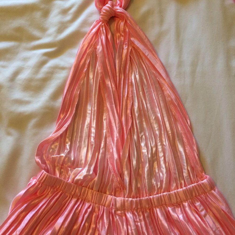 Pink Silky Sexy Jumpsuit Halter Tie Neck  Small - Picture 3 of 5